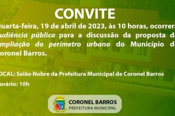 EDITAL DE CONVOCAÇÃO PARA AUDIÊNCIA PÚBLICA PARA AMPLIAÇÃO DE PERÍMETRO URBANO