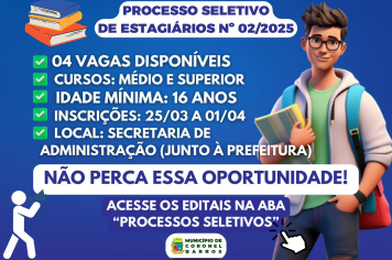 Prefeitura de Coronel Barros abre Processo Seletivo para Estagiários