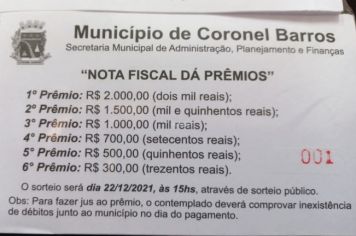 Notas fiscais podem ser trocadas por cartelas para concorrer a prêmios