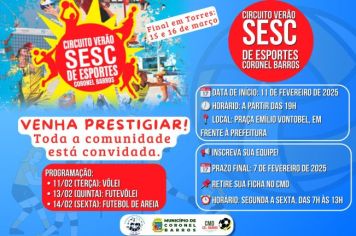 Circuito Verão Sesc de Esportes 2025 inicia em Coronel Barros no dia 11 de fevereiro