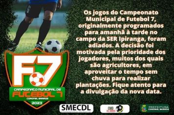 Os jogos do Campeonato Municipal de Futebol