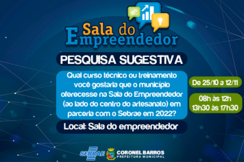 Sala do Empreendedor: Pesquisa sugestiva