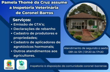 Médica veterinária Pâmela Thomé da Cruz assume a Inspetoria Veterinária de Coronel Barros
