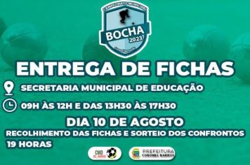 Está acontecendo a entrega de fichas para o Campeonato Municipal de Bocha 2023