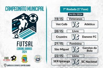 Confira os jogos da 7ª rodada do Campeonato Municipal de Futsal de Coronel Barros