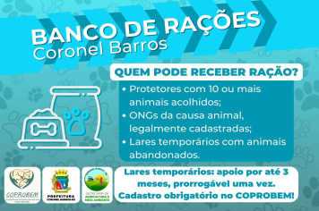 Banco de Rações de Coronel Barros apoia protetores, ONGs e lares temporários de animais