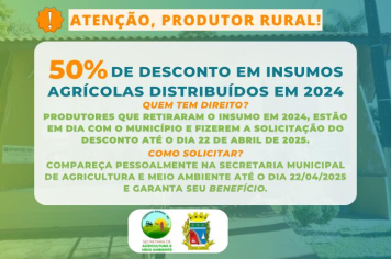 Produtores rurais de Coronel Barros terão 50% de desconto em insumos agrícolas distribuídos em 2024