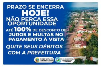 Última Oportunidade: Descontos de até 100% em Débitos Municipais terminam hoje, 28 de Setembro!