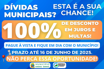 Prefeitura de Coronel Barros concede perdão de juros e multas para contribuintes inadimplentes