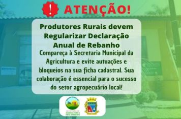 Alerta da Secretaria Municipal da Agricultura de Coronel Barros: Produtores Rurais devem Regularizar Declaração Anual de Rebanho