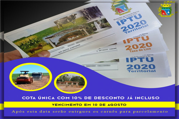 Cota única do IPTU 2020 vence no dia 10 de agosto