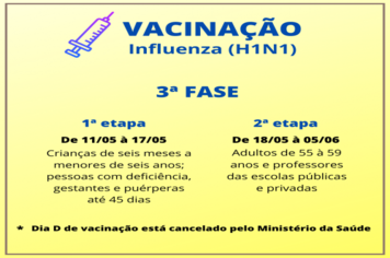 Inicia segunda-feira (11) a próxima etapa da Campanha de Vacinação contra H1N1