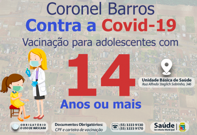 ADOLESCENTES DE 14 ANOS PODEM SER VACINADOS A PARTIR DESTA QUARTA-FEIRA (06)