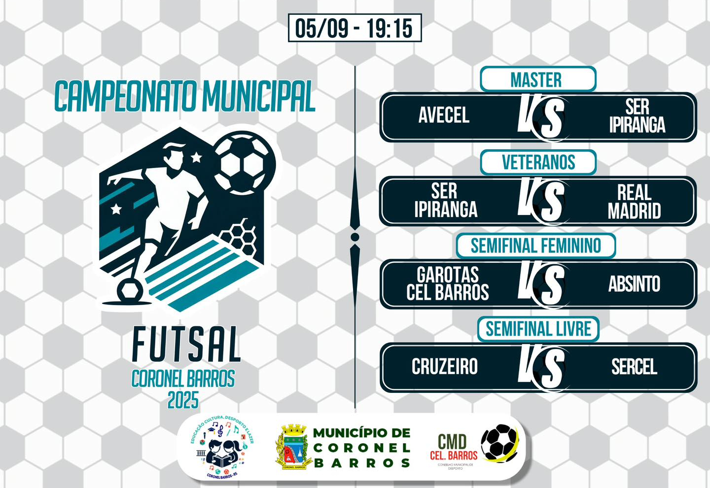 12ª Rodada do Municipal de Futsal será nesta sexta-feira em Coronel Barros