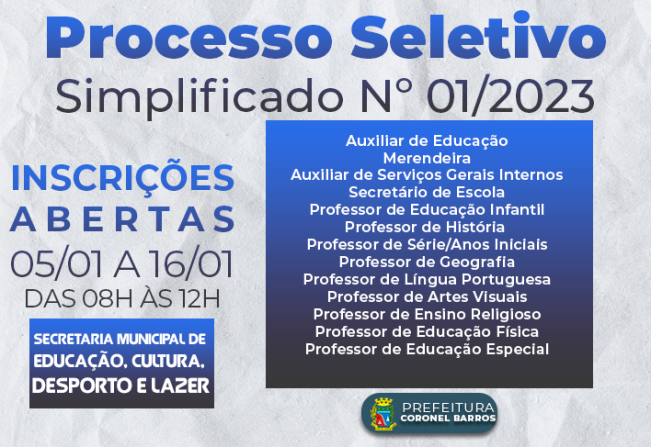 Processo Seletivo Simplificado Nº 01/2023