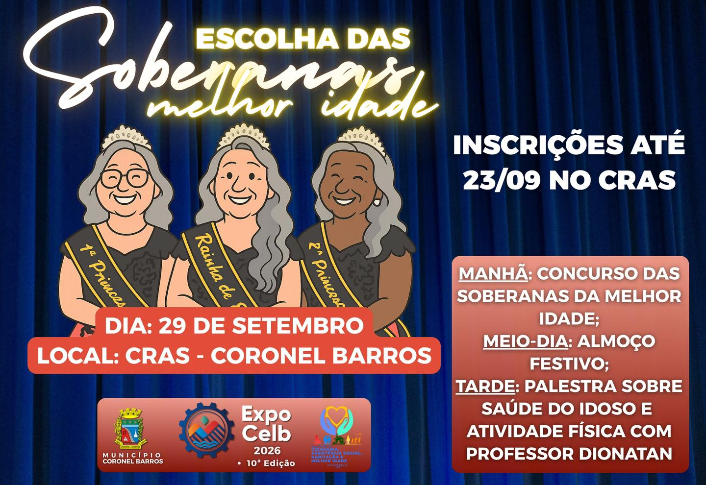 Coronel Barros realiza escolha das Soberanas da Melhor Idade durante comemoração ao Dia do Idoso