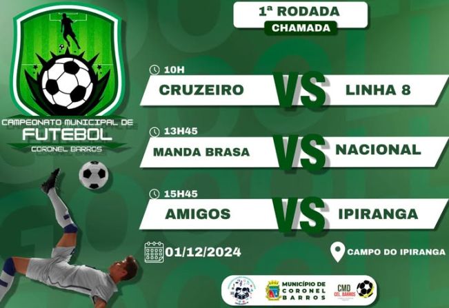 Campeonato Municipal de Futebol de Coronel Barros inicia neste domingo