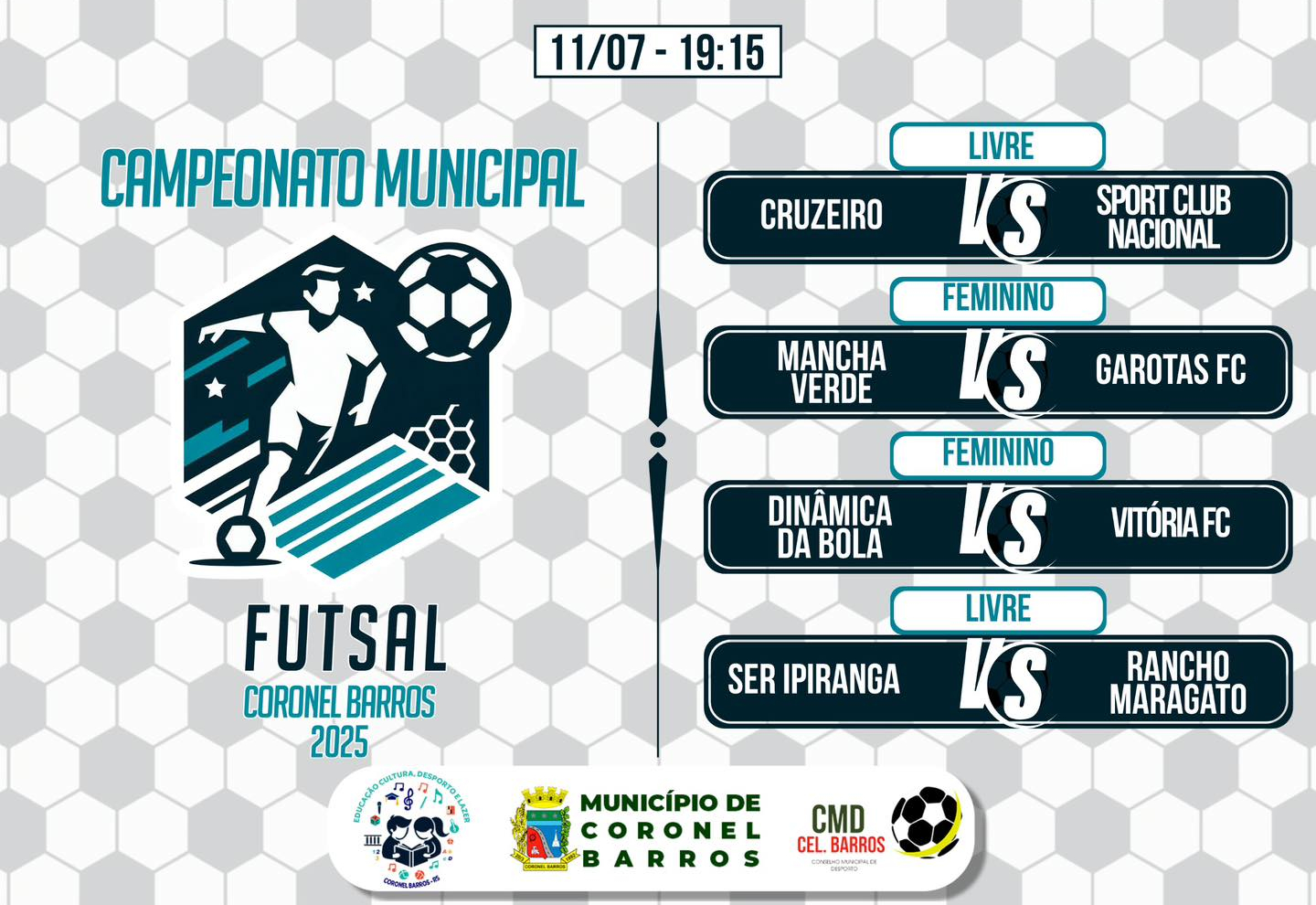 4ª rodada do Municipal de Futsal será nesta sexta-feira em Coronel Barros