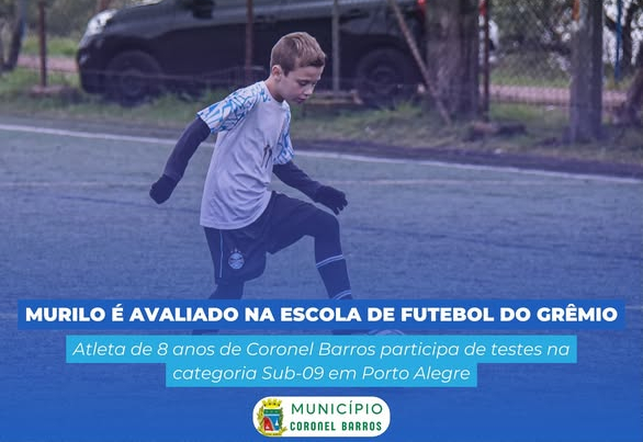 Atleta de 8 anos de Coronel Barros participa de testes na categoria Sub-09 em Porto Alegre