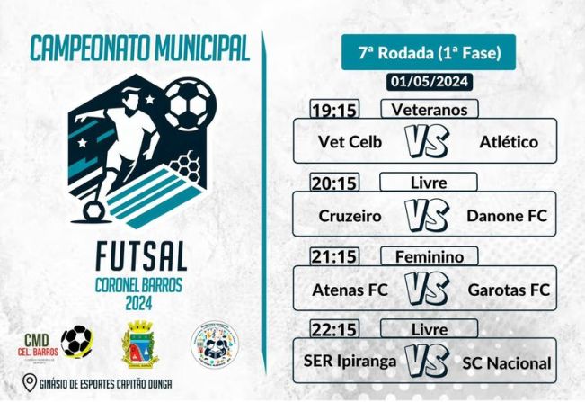 Confira os jogos da 7ª rodada do Campeonato Municipal de Futsal de Coronel Barros