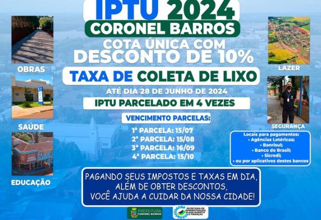 Aviso aos Contribuintes sobre o IPTU 2024 e Taxa de coleta de Lixo