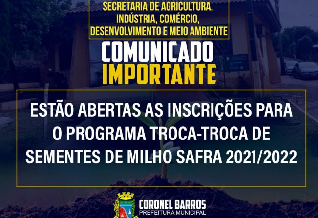 Estão abertas as inscrições para o Programa Troca-Troca