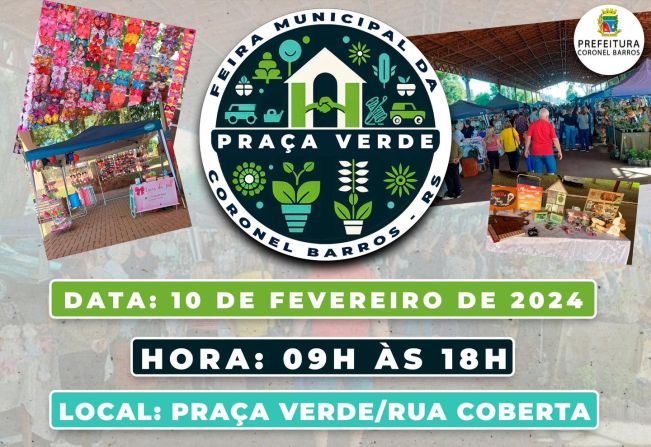 Feira Municipal da Praça Verde acontece dia 10 de fevereiro