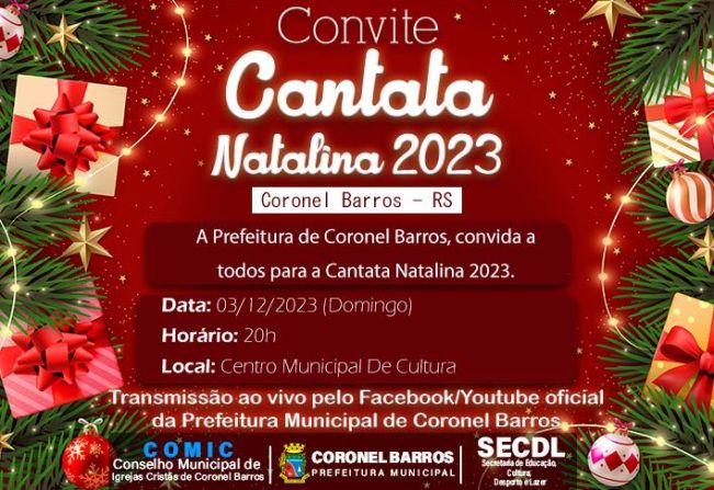 Cantata Natalina 2023 em Coronel Barros acontece no próximo domingo.