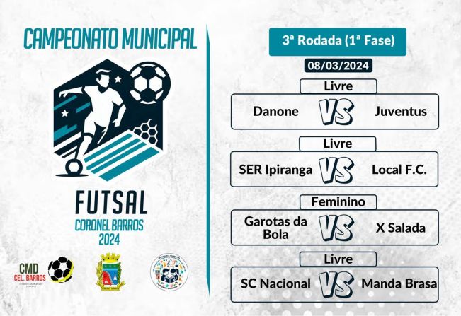 Campeonato Municipal de Futsal de Coronel Barros Emoções no Ginásio Capitão Dunga