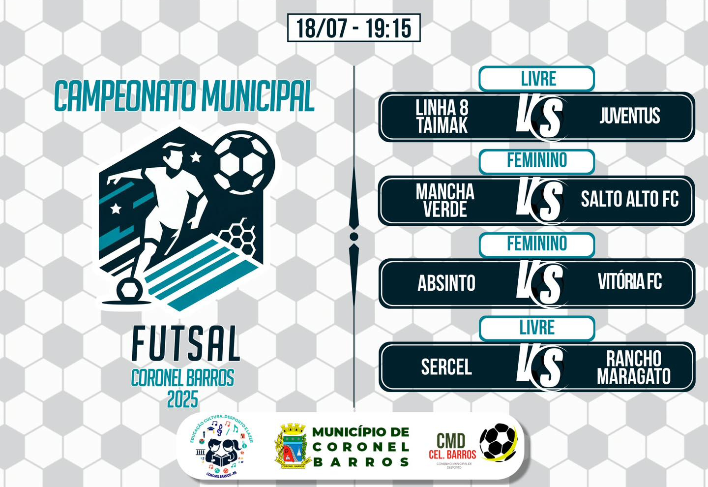5ª rodada do Municipal de Futsal será nesta sexta-feira em Coronel Barros