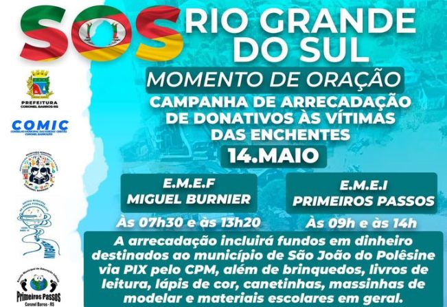 Coronel Barros Promove Evento Solidário com alunos da Rede Municipal de Ensino para arrecadar donativos às vítimas das enchentes