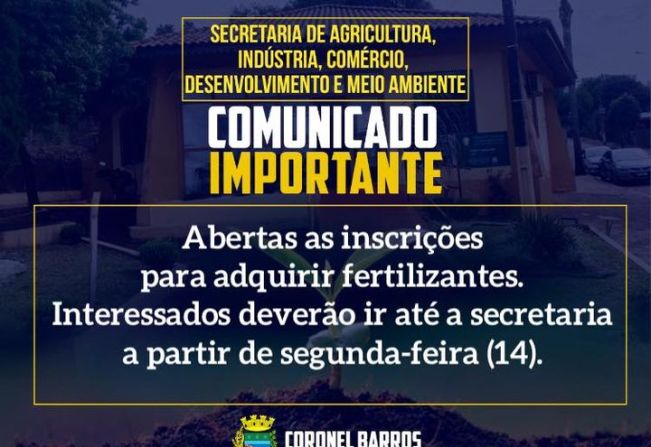 Abertas as inscrições para adquirir fertilizantes  