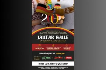 A Prefeitura Municipal de Coronel Barros e o Centro Cultural 25 de Julho convidam você para o Jantar Baile em homenagem ao bicentenário da Imigração Alemã! O evento será realizado no dia 6 de julho na Comunidade Bom Pastor de Coronel Barros.