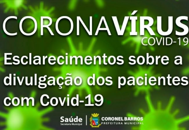 Coronavírus: Esclarecimentos sobre a divulgação dos pacientes com Covid-19