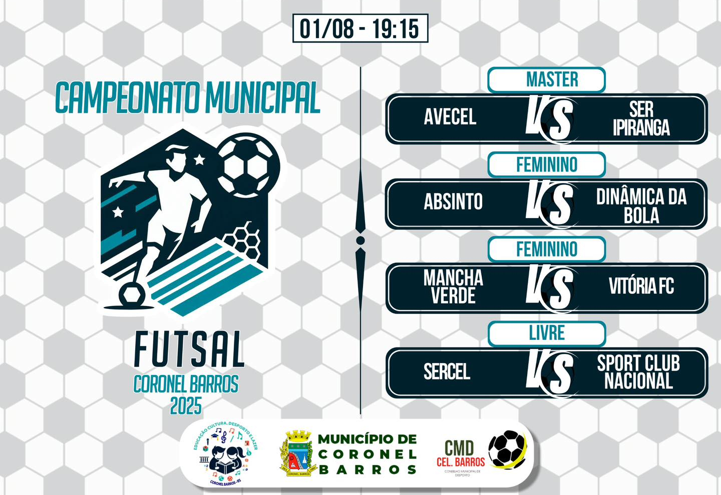 7ª rodada do Municipal de Futsal será nesta sexta-feira em Coronel Barros