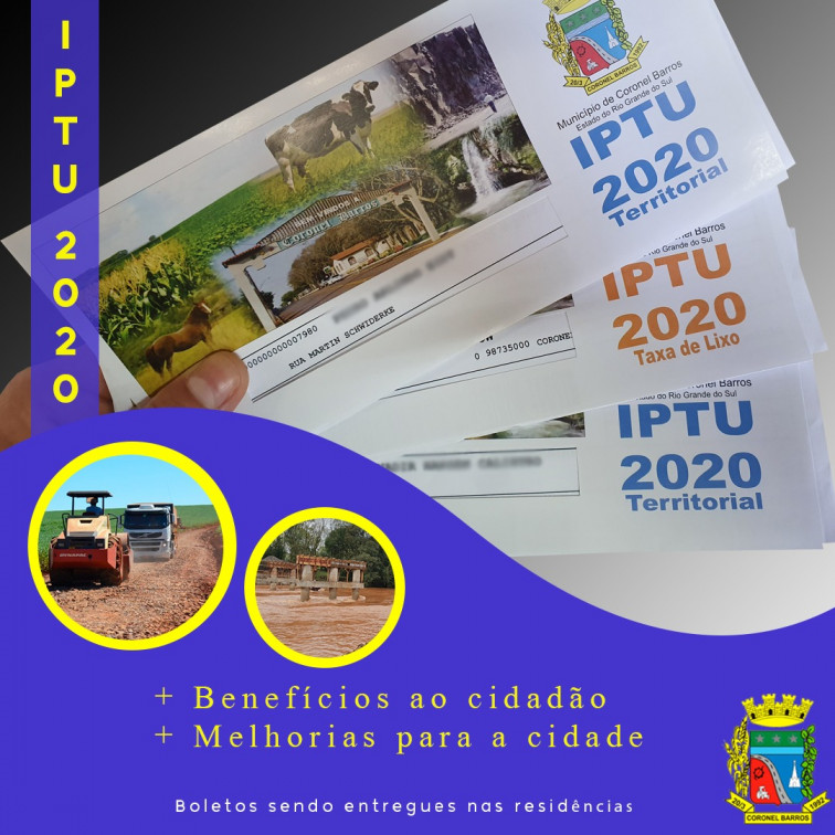 Cota única do IPTU 2020 e taxa de lixo começam a ser entregues nas residências