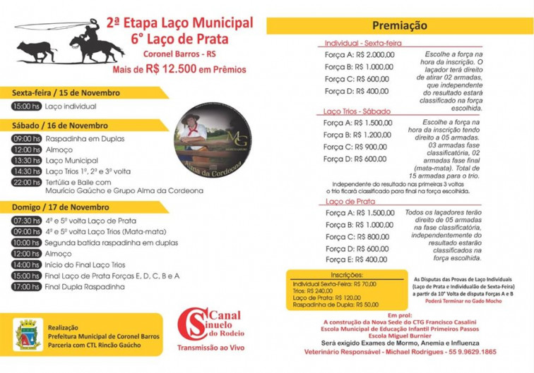 2ª etapa do 2º Laço Municipal ocorre dias 15, 16 e 17 no CTL Rincão Gaúcho